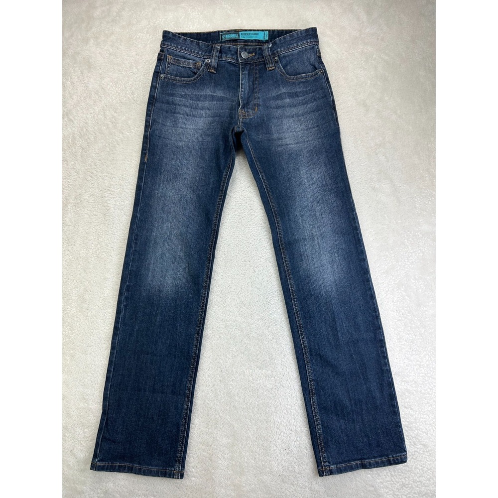 Rock & Roll Denim Revolver Straight Jeans Mens 29x32 Dark Blue Stretchy Slim Fit